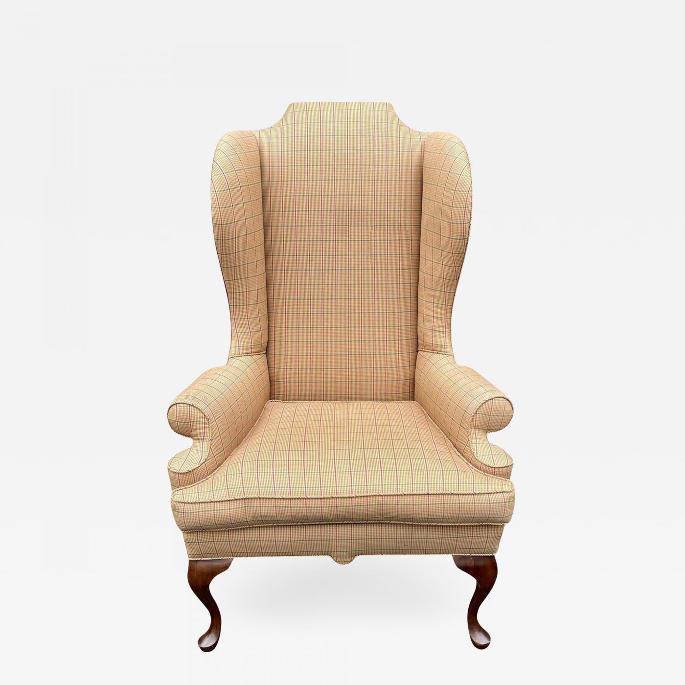 Ralph Lauren - Ralph Lauren Style Beige Plaid Wingback Arm Chair