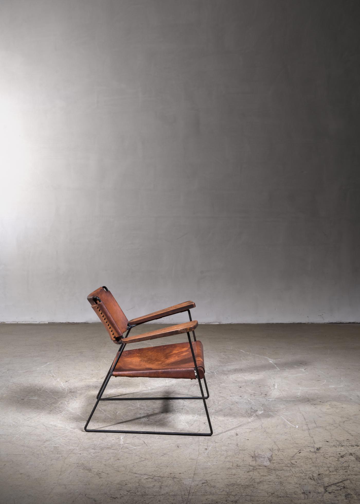 Sam Resnick - Rare Sam Resnick Chair with Heavy Saddle Leather ...