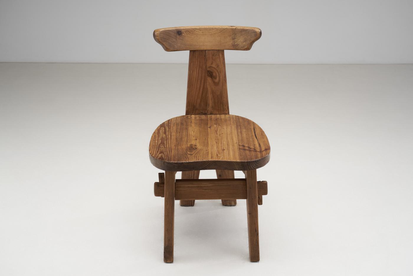 Solid Wood Brutalist Chairs with Mortise and Tenon Joinery, Europe ca 1960s