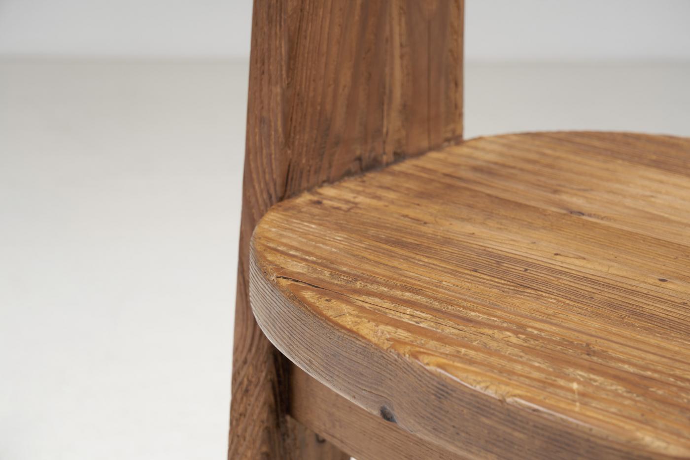 Solid Wood Brutalist Chairs with Mortise and Tenon Joinery, Europe ca 1960s