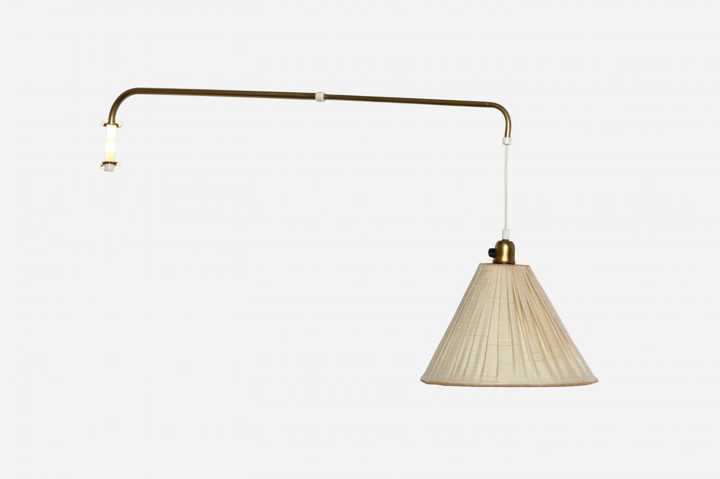 Telescopic adjustable brass wall lamp, Sweden 1960s