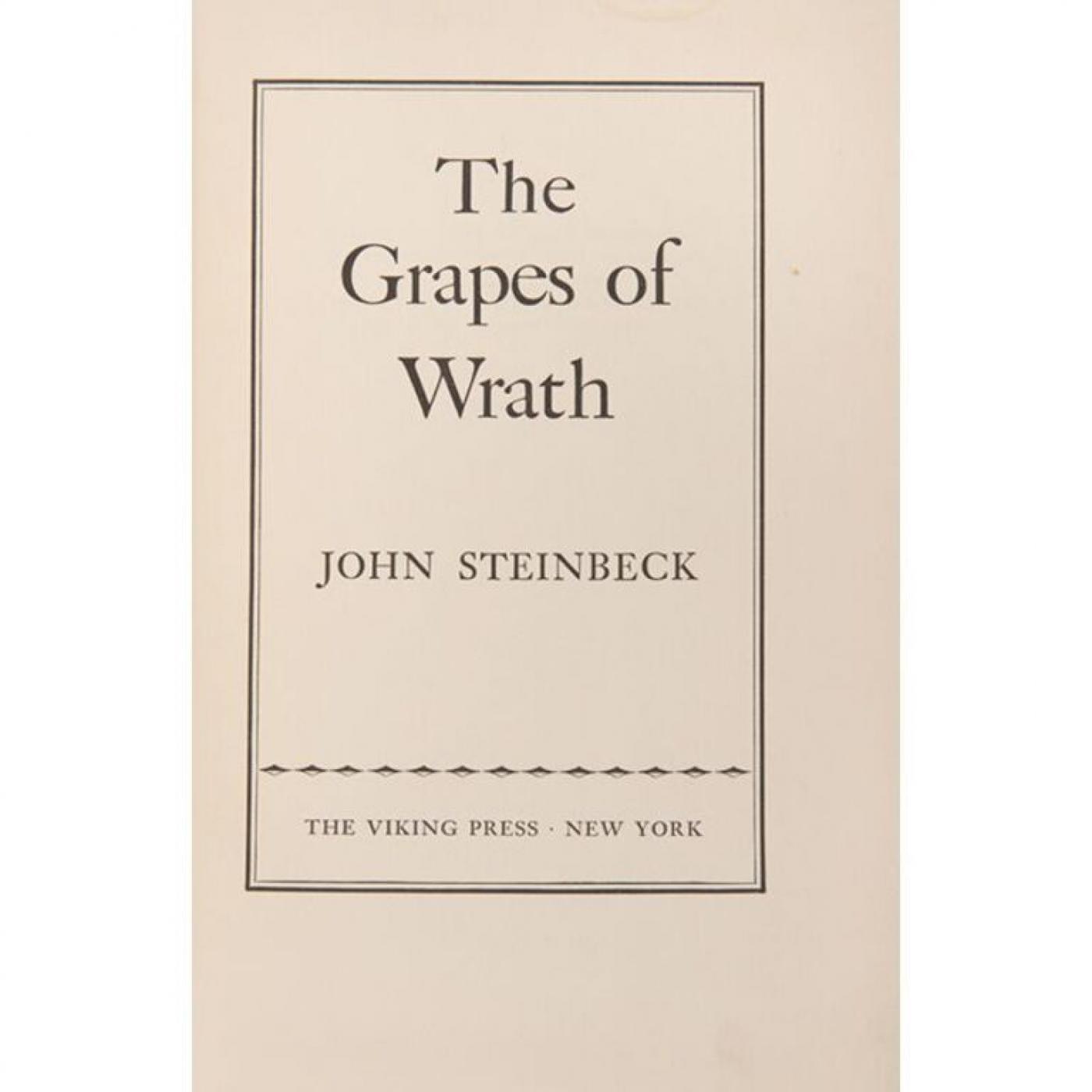 The Grapes of Wrath. by JOHN STEINBECK