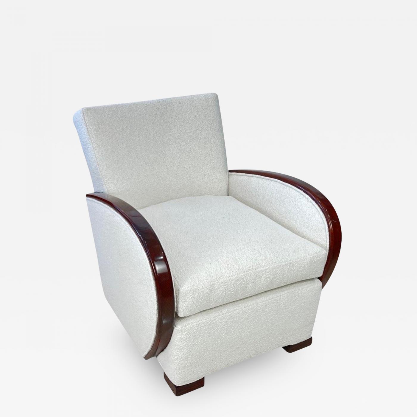 Socialisme Dalset Middel Travail Francais - Art Deco Rosewood and Boucle Club Chair