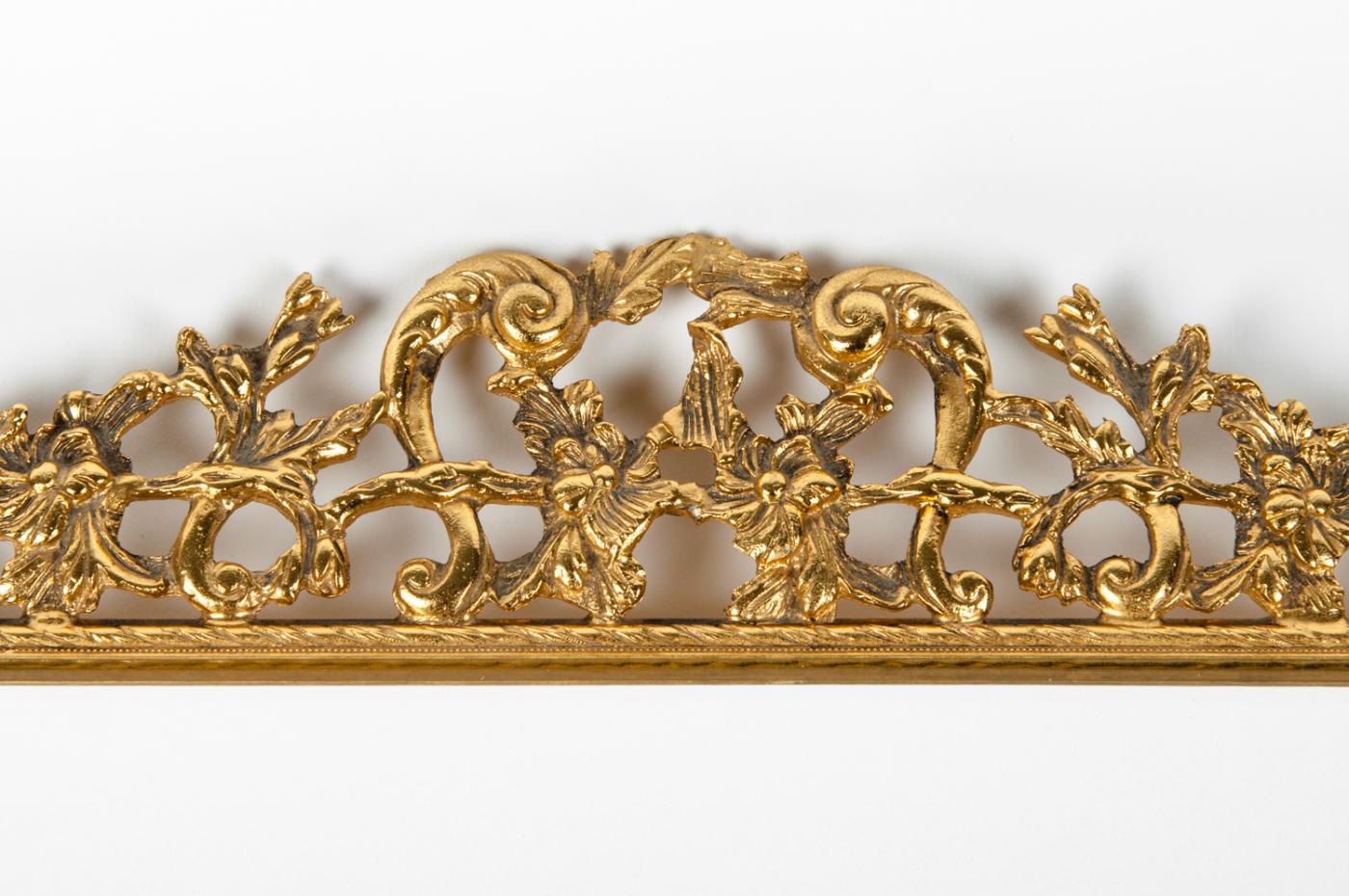 Vintage Gilded Brass Vanity Mirrored Tray