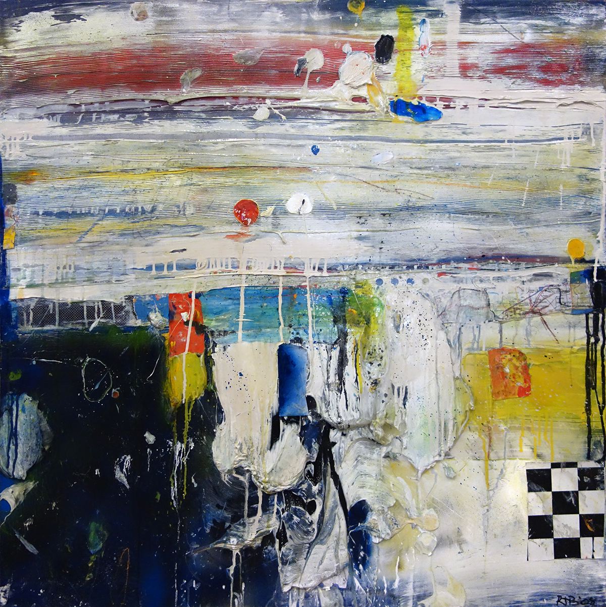Robert Baribeau (b. 1949), Untitled, 2008. Mixed media and acrylic on canvas, 40 1/4 x 40 inches.
