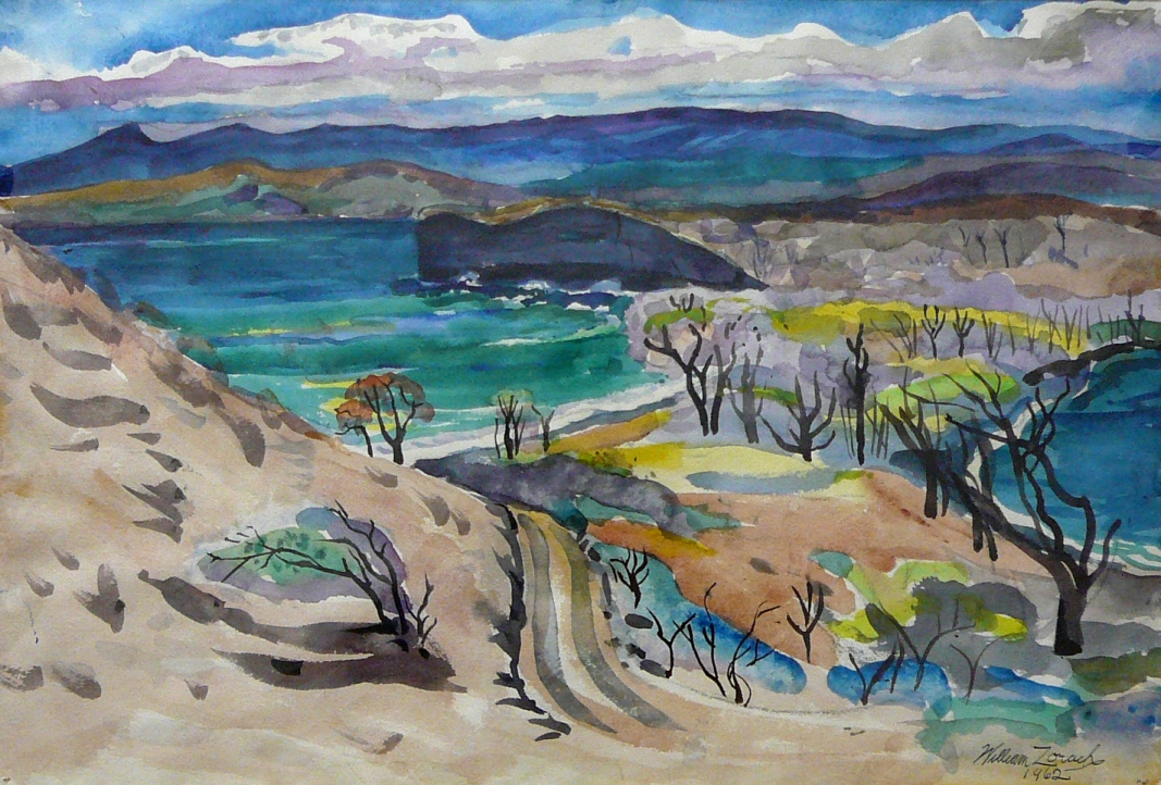 William Zorach, The Wild Country, Grenada, British West Indies, 1962, watercolor on paper, 15 x 22 inches.