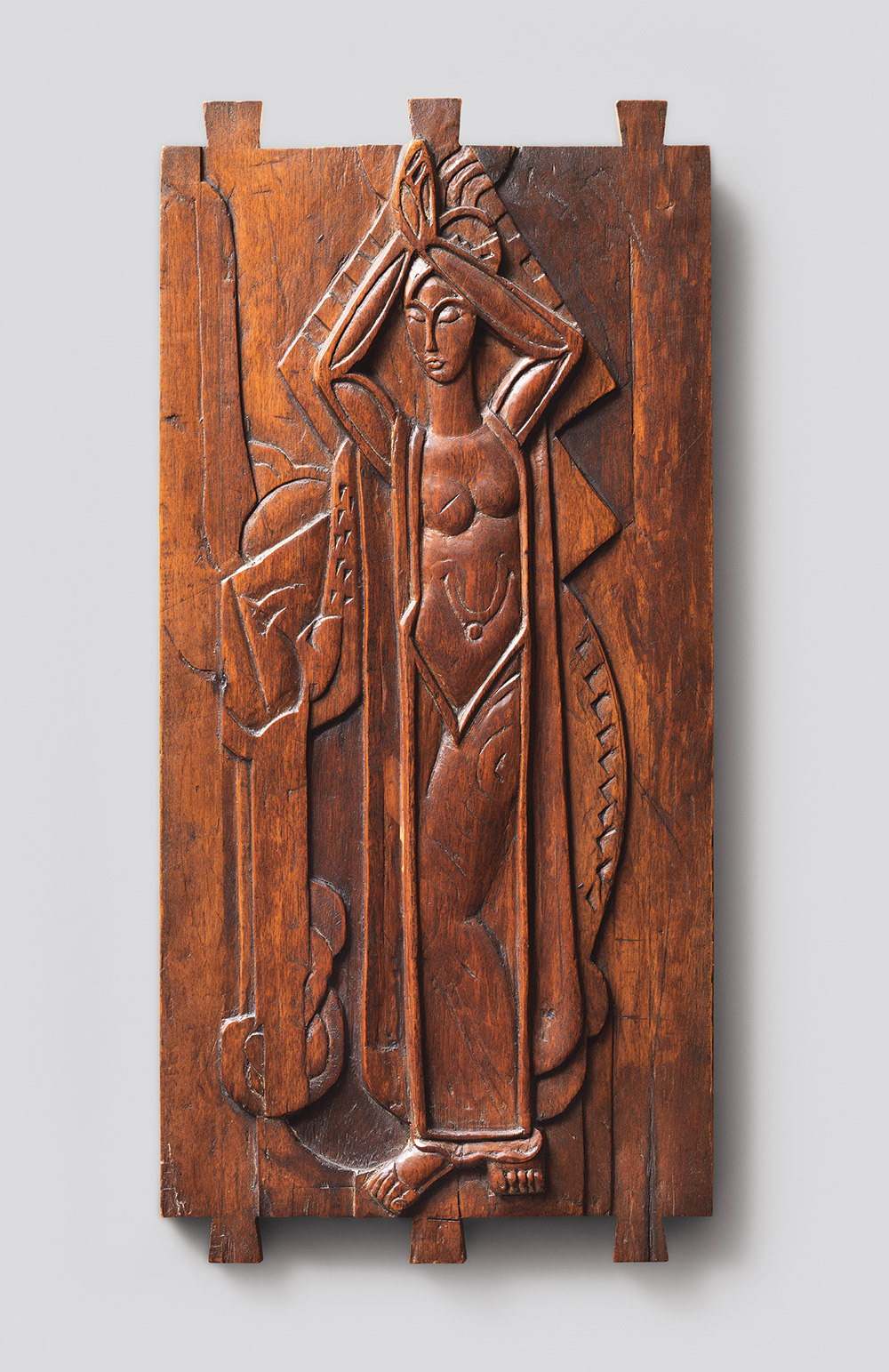 William Zorach (United States, born Lithuania, 1889–1966) Waterfall, 1917 Butternut, 15 3/4 x 7 1/2 inches Lent by the Estate of Dr. Samuel and Adele Wolman