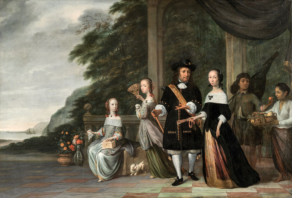 Jacob Jansz. Coeman (1632/1639–1676) Pieter Cnoll and Cornelia van Nijenrode with Their Daughters and Malay Slaves, 1665 Oil on canvas, 51⅕ x 75 inches Rijksmuseum, Amsterdam
