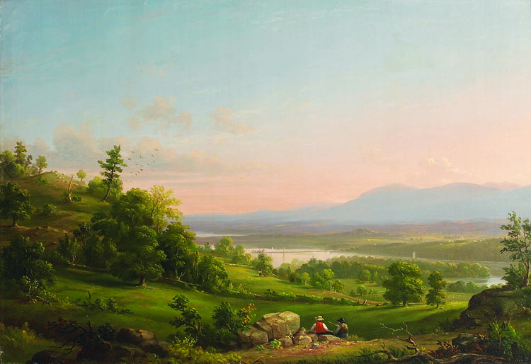 A glorious oil on canvas, signed and dated by Henry Ary (1802–1859), shows the View of the Hudson from Mount Merino as it appeared in 1851. Purchased from Godel & Co., the painting represents one of the artist’s most loved subjects. Ary is best known for his views of Mount Merino and of Olana, the home of fellow Hudson River School painter Frederick Church. Ary’s career as a landscape painter began in 1831, when the painter met Thomas Cole, who urged him to switch his subject matter from portraits to landscapes. A long-time resident of Hudson, New York, Ary often sketched with Sanford Gifford, and is credited with having influenced the early work of that artist who achieved greater fame than Ary himself.