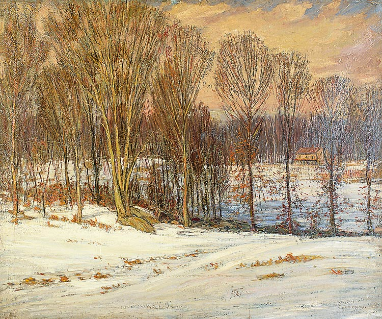“He’s a wonderful painter who isn’t as well known as he should be,” the husband says of Samuel Harkness McCrea (1867–1941). The Artist’s Studio, a 1939 oil on canvas, depicts a view near the Goodwives River in Darien, where McCrea lived and worked.